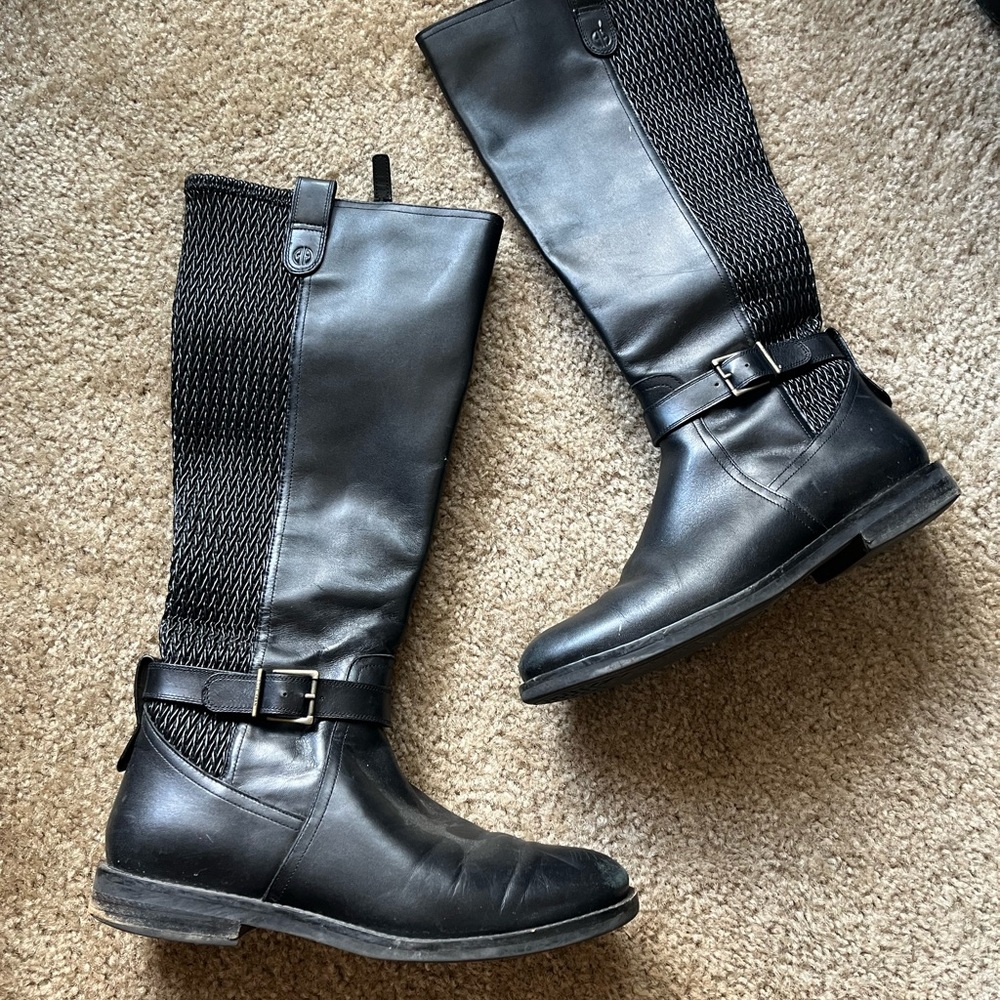 Cole Hann Black Leather Riding Boots